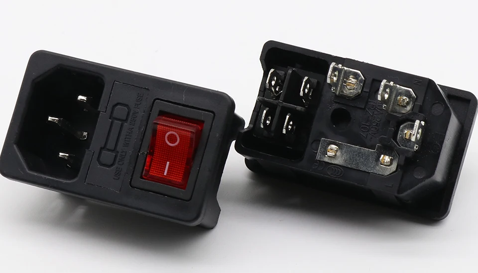Description Picture 6 of itemwith 10A fuse ! Red Rocker Switch Fused IEC 320 C14 Inlet Power Socket Fuse Switch Connector Plug Connector