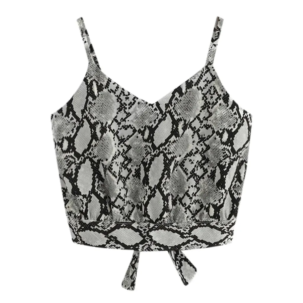 2019 Summer Women's Lady Self Tie Back V Neck Snake Print Crop Top Camisole Tank Blouse Tops summer female fashion
2019 Summer Women's Lady Self Tie Back V Neck Snake Print Crop Top Camisole Tank Blouse Tops summer female fashion