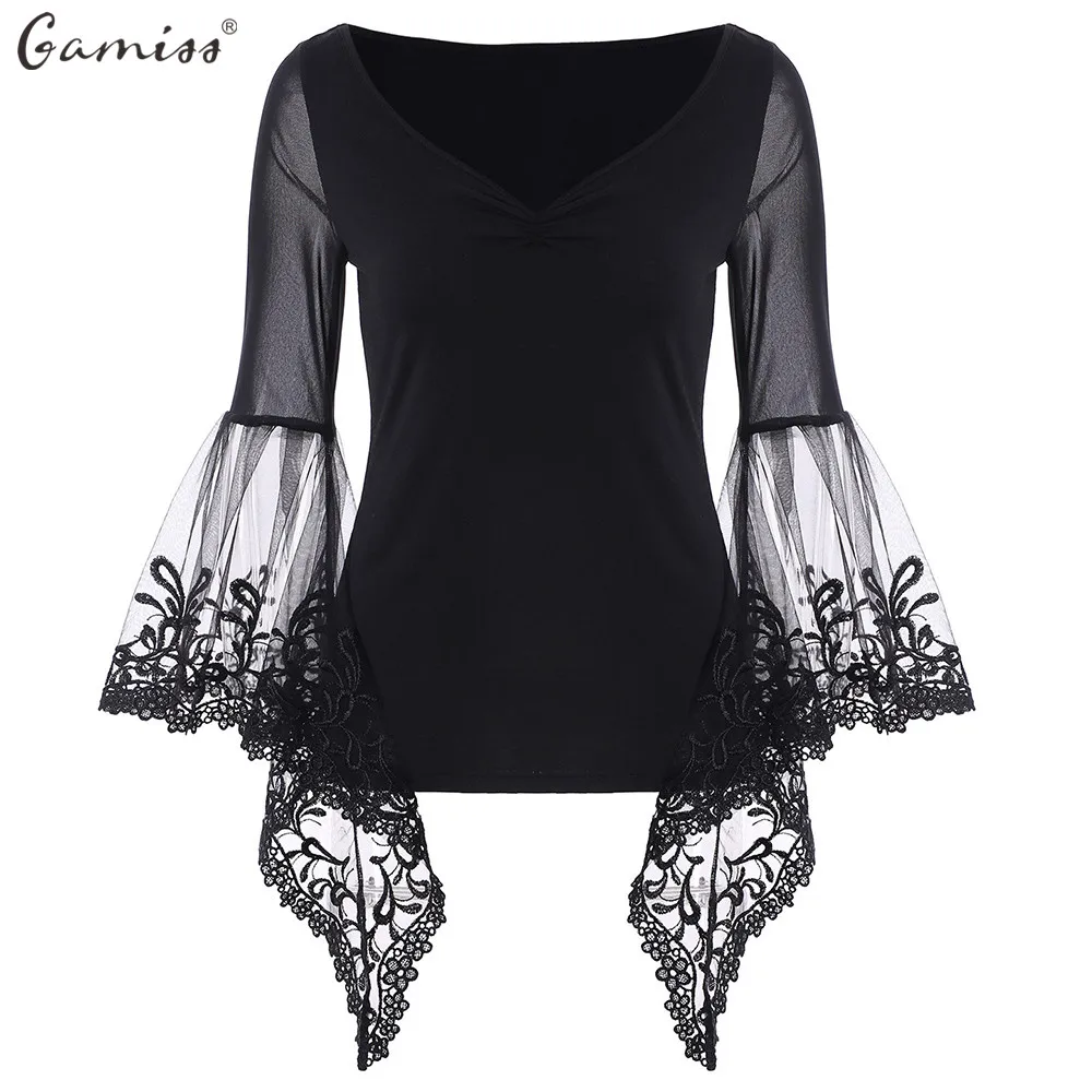 Wipalo Sexy Lace Mesh Top Women T-Shirt Female See Through Flare Sleeve T Shirts 2017 Summer Fall Slim Work Tees Black T-Shirt
Wipalo Sexy Lace Mesh Top Women T-Shirt Female See Through Flare Sleeve T Shirts 2017 Summer Fall Slim Work Tees Black T-Shirt