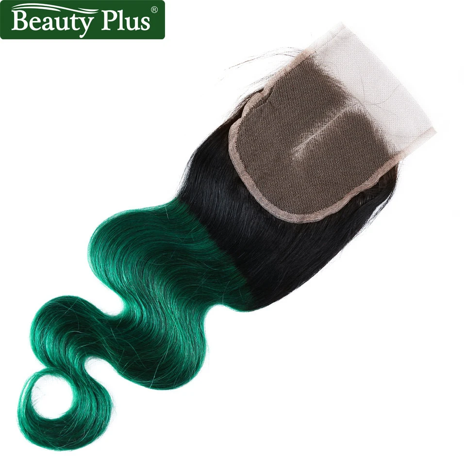 teal ombre green human hair bundles with closure (8)