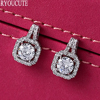 Summer Style Silver Color Crystal Stud Earrings for Women Brincos Pendientes 
Summer Style Silver Color Crystal Stud Earrings for Women Brincos Pendientes