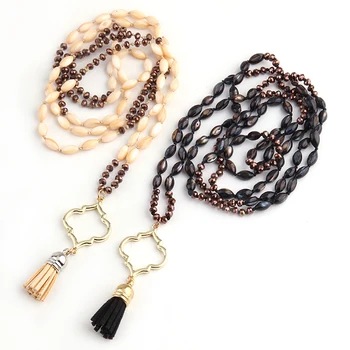 Fashion Bohemian Tribal Jewelry Long Knotted Crystal Shell Tassel Pendant Necklaces
Fashion Bohemian Tribal Jewelry Long Knotted Crystal Shell Tassel Pendant Necklaces