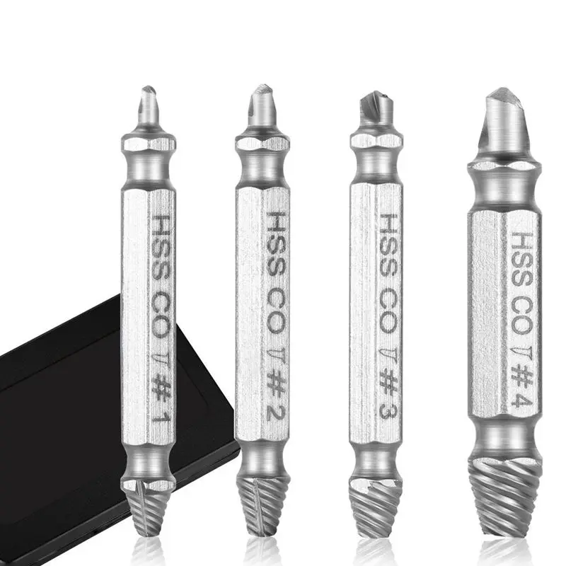 Damaged Screw Extractor Tool Sets,4 Pieces for Easily Remove Stripped Broken or Damaged Hardness Screw, Made from Refined HSS
Damaged Screw Extractor Tool Sets,4 Pieces for Easily Remove Stripped Broken or Damaged Hardness Screw, Made from Refined HSS