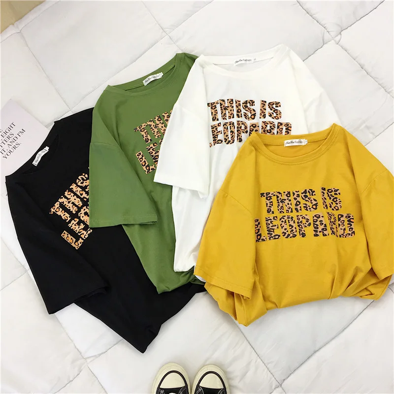 Ropa Mujer Verano 2019 Leopard Letters Printed T Shirt Women Summer Loose Short Sleeve Tops Harajuku Woman Tshirts Plus Size
Ropa Mujer Verano 2019 Leopard Letters Printed T Shirt Women Summer Loose Short Sleeve Tops Harajuku Woman Tshirts Plus Size