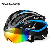 CoolChange Bicycle Helmet EPS Insect Net Road MTB Bike Windproof Lenses Integrally-molded Helmet Cycling Casco Ciclismo image
