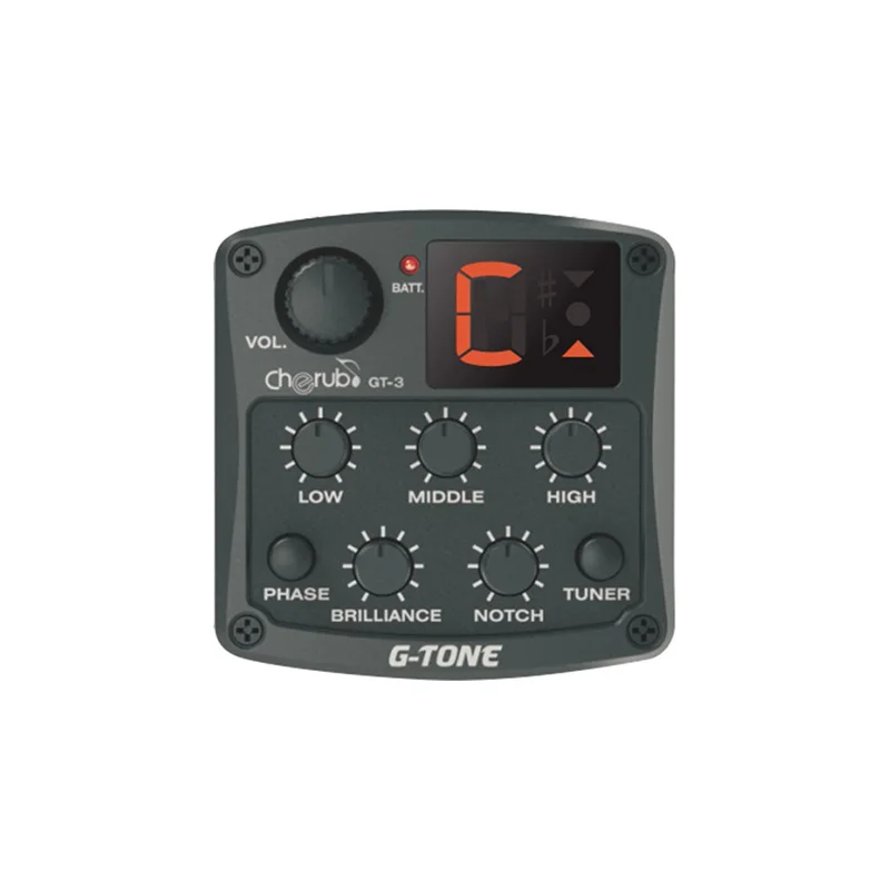 Cherub G-Tone GT-3 4-Band Acoustic Guitar EQ Preamp System Piezo Pickup Equalizer Chromatic Tuner Phase Effect Guitar Accessory
Cherub G-Tone GT-3 4-Band Acoustic Guitar EQ Preamp System Piezo Pickup Equalizer Chromatic Tuner Phase Effect Guitar Accessory