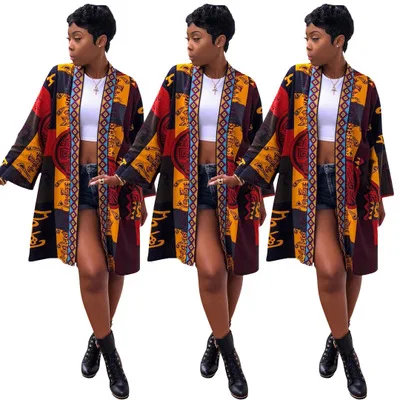 2018 African Dashiki European and American women's totem print long-sleeved sexy windbreaker jacket Suit For Lady
2018 African Dashiki European and American women's totem print long-sleeved sexy windbreaker jacket Suit For Lady
