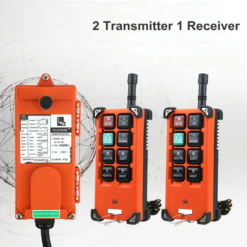 F21-E1B Industrial Crane Remote Control Wireless Universal Radio Control AC/DC 2 Transmitter 1 Receiver
F21-E1B Industrial Crane Remote Control Wireless Universal Radio Control AC/DC 2 Transmitter 1 Receiver