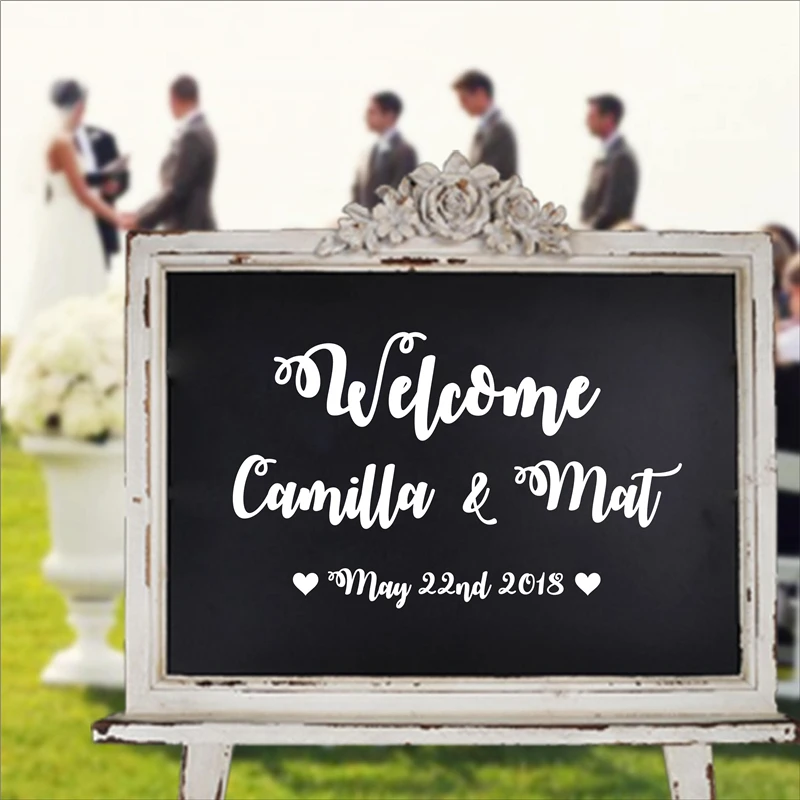 Welcome Wedding Sign Wall Sticker Custom Bride and Groom Names Vinyl Decals Wedding Board Decoration Removable Murals AZ291
Welcome Wedding Sign Wall Sticker Custom Bride and Groom Names Vinyl Decals Wedding Board Decoration Removable Murals AZ291