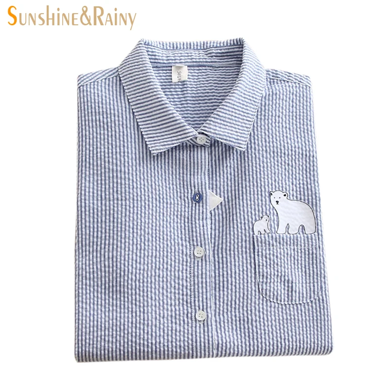 autumn winter women Polar bear pocket printed shirts whale cotton ladies stripe blouse tops women loose office blouse tops
autumn winter women Polar bear pocket printed shirts whale cotton ladies stripe blouse tops women loose office blouse tops