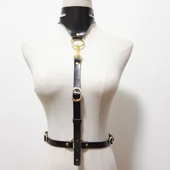 Women new sexy Punk leather harness Handmade Body Bond Bondage halter White Black waist Chest belt Golden metal hot rock
Women new sexy Punk leather harness Handmade Body Bond Bondage halter White Black waist Chest belt Golden metal hot rock