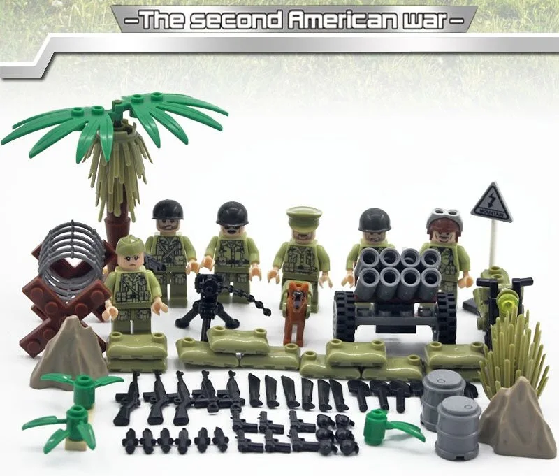 6PCS WW2 US Army MOC Weapons Brinquedos Compatible Playmobil City Military Mini Figures Building Block Brick Original Toys
6PCS WW2 US Army MOC Weapons Brinquedos Compatible Playmobil City Military Mini Figures Building Block Brick Original Toys