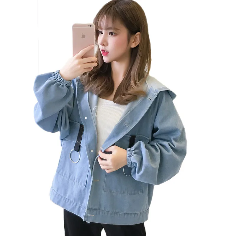 Women Denim Jackets 2019 Spring Loose Hooded Outerwear Korean Joker Short Jeans Coat Women Casual Tops Student Cowboy Coat AA673
Women Denim Jackets 2019 Spring Loose Hooded Outerwear Korean Joker Short Jeans Coat Women Casual Tops Student Cowboy Coat AA673