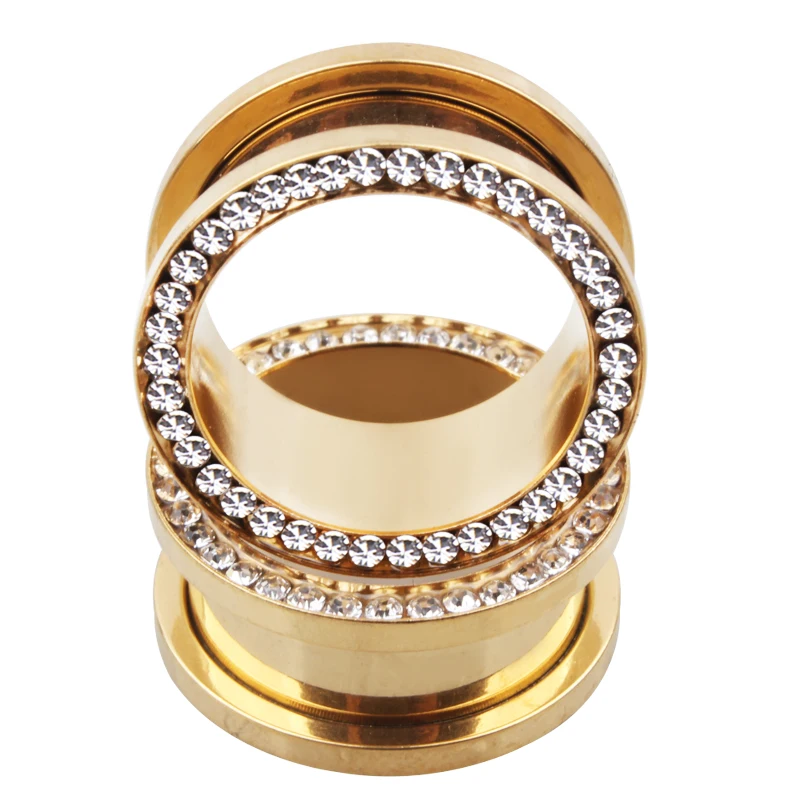 Full CZ Gold Anodized Flesh Tunnel Screw Ear Plug Gauge Stainless Steel Body Piercing Jewelry
Full CZ Gold Anodized Flesh Tunnel Screw Ear Plug Gauge Stainless Steel Body Piercing Jewelry