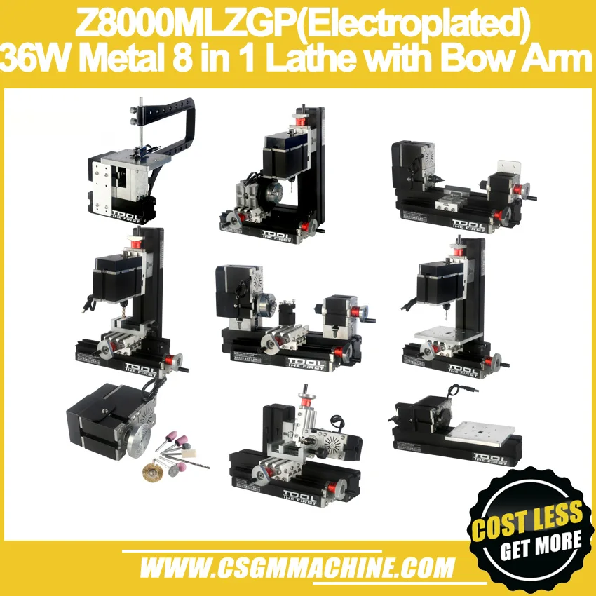 Z8000MLZG Metal 8 in 1 Mini lathe/36W,12000rpm Mini Lathe with Bow-arm/tool box package
Z8000MLZG Metal 8 in 1 Mini lathe/36W,12000rpm Mini Lathe with Bow-arm/tool box package