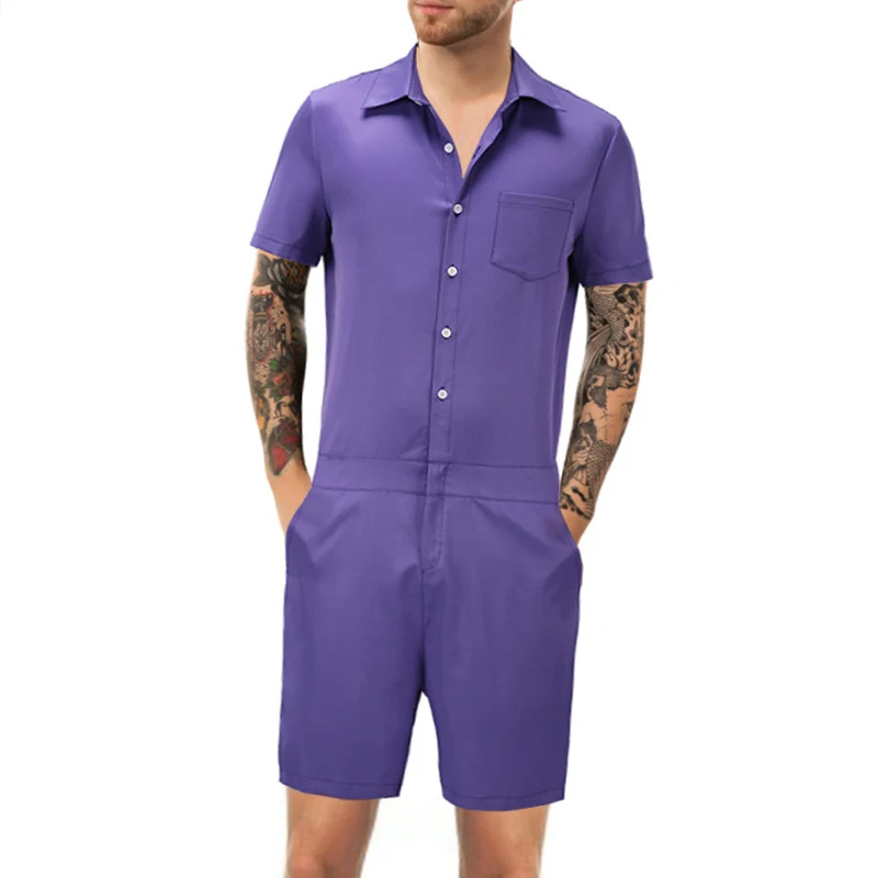 Fashion Men Romper Suit Solid Color Short Sleeve Casual Man Onesies Jumpsuit Male Overalls One Piece Suit Slim Fit Men's Set
Fashion Men Romper Suit Solid Color Short Sleeve Casual Man Onesies Jumpsuit Male Overalls One Piece Suit Slim Fit Men's Set