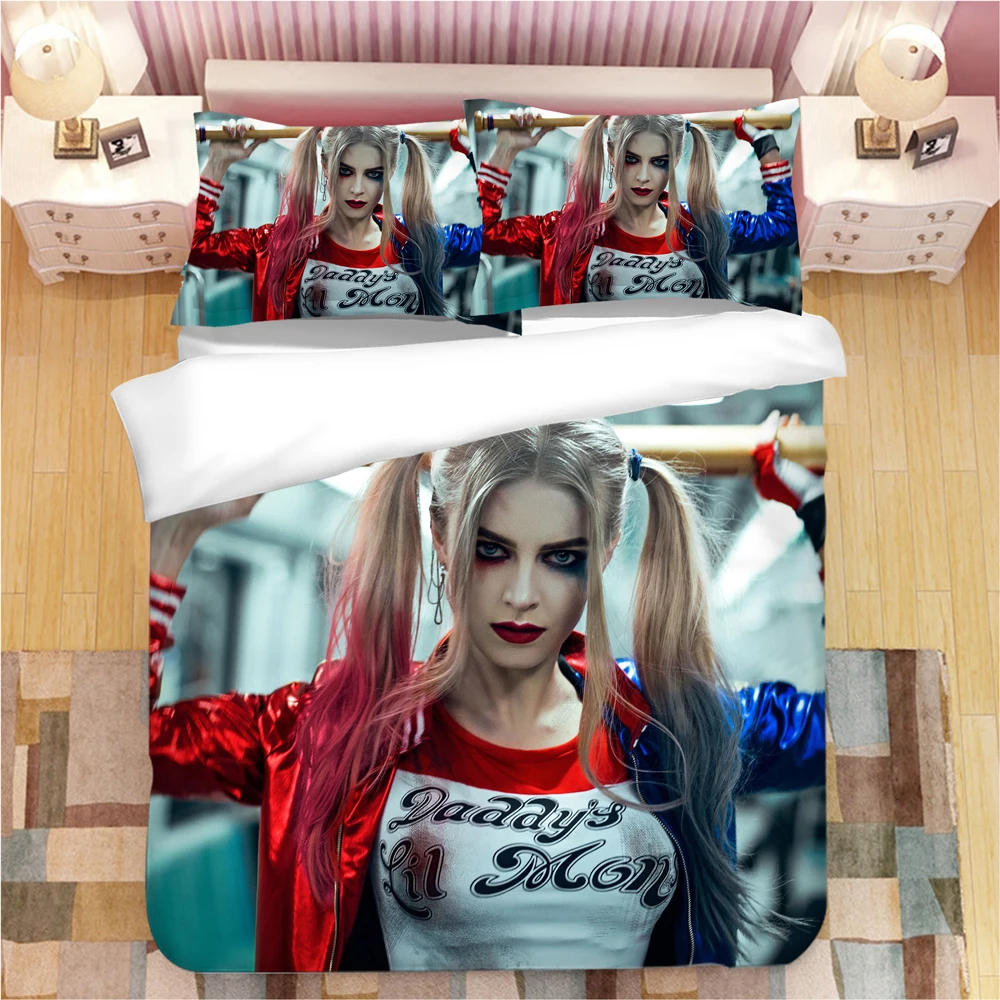 Suicide Squad Harley Quinn bedding set Duvet Covers Pillowcases X Task force Joker comforter bedding sets bedclothes bed linen
Suicide Squad Harley Quinn bedding set Duvet Covers Pillowcases X Task force Joker comforter bedding sets bedclothes bed linen