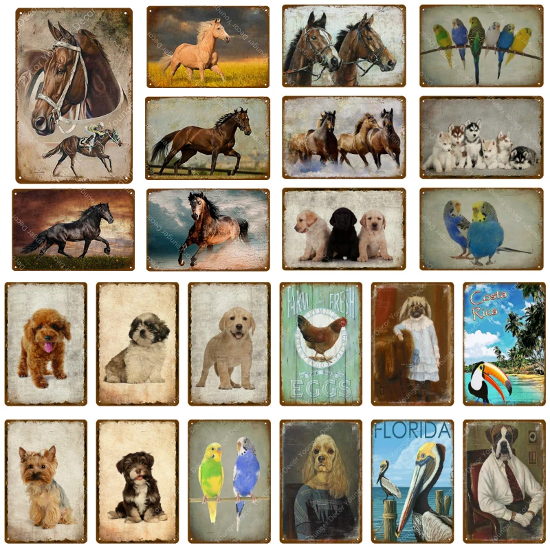 Animal Cute Horse Dog Parrot Florida Wall Sticker Metal Signs Children Gifts For Pub Bar Home Decor Vintage Art Painting Poster
Animal Cute Horse Dog Parrot Florida Wall Sticker Metal Signs Children Gifts For Pub Bar Home Decor Vintage Art Painting Poster