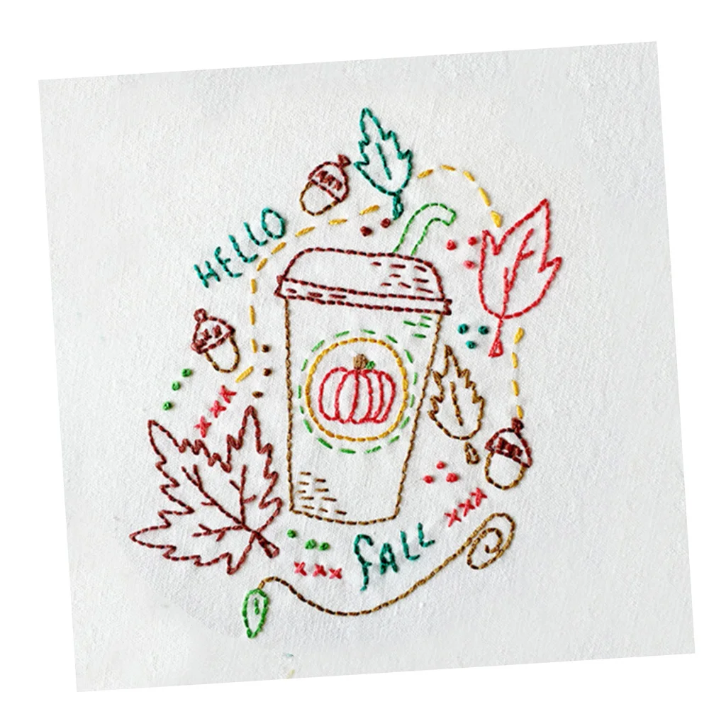 Embroidery Kit, Cartoon Hand Embroidery Cross Stitch Starter Needlepoint Crafts Kit with Cloth,Threads and Tools for Home Decor