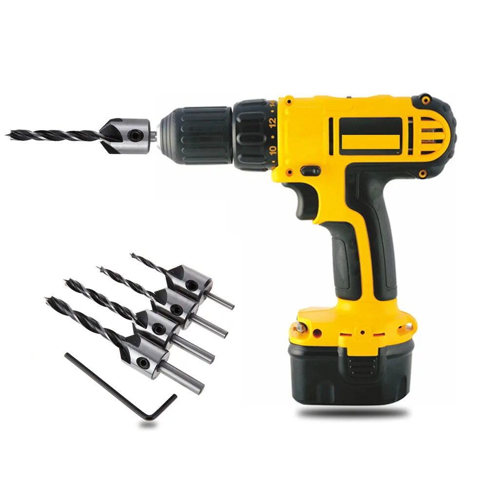 4Pcs HSS 5 Flute Countersink Drill Bit Set Three Sharp Sink Hole Reamer Carpentry Chamfer Screw Woodworking Chamfer Tool 3mm-6mm
4Pcs HSS 5 Flute Countersink Drill Bit Set Three Sharp Sink Hole Reamer Carpentry Chamfer Screw Woodworking Chamfer Tool 3mm-6mm