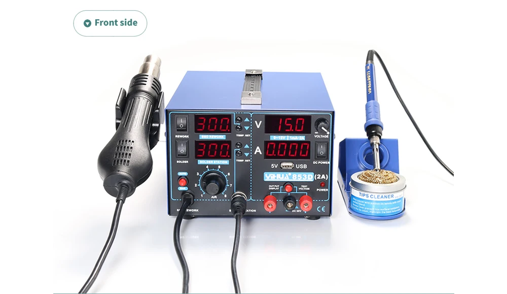 3 In 1 SMD Rework Soldering Station with Soldering Iron Hot Air Gun With 5V 2A USB DC Power Supply BGA Desoldering Welding Repair Tool 04