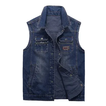 Autumn Winter Brand Denim Vest Men Jeans Vest Sleeveless Jacket Double Side Wear Waistcoat Male Colete Tactical Vest Plus Size
Autumn Winter Brand Denim Vest Men Jeans Vest Sleeveless Jacket Double Side Wear Waistcoat Male Colete Tactical Vest Plus Size
