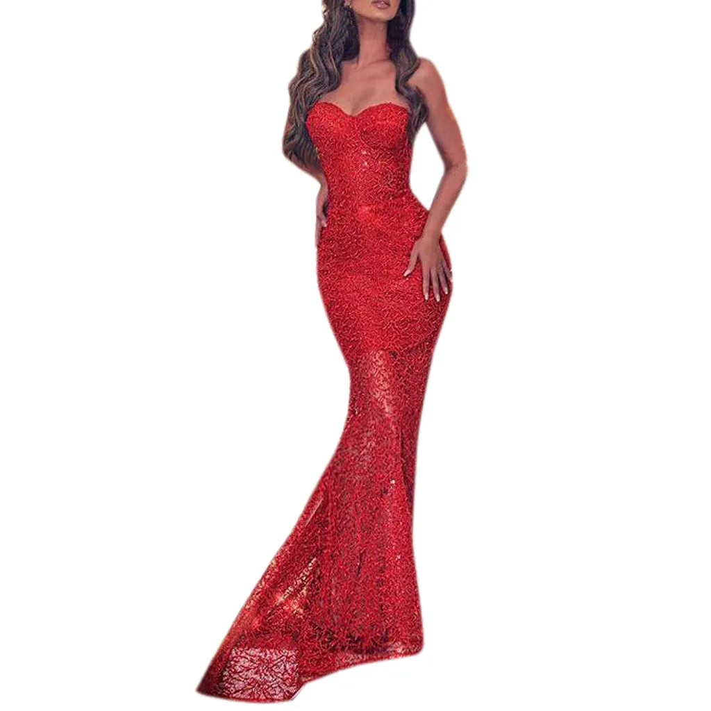 Fashion Sexy Women Lace Formal Long Dress Sleeveless Sexy Strapless Off Shoulder Mermaid Evening Party Prom Gown Red Maxi Dress
Fashion Sexy Women Lace Formal Long Dress Sleeveless Sexy Strapless Off Shoulder Mermaid Evening Party Prom Gown Red Maxi Dress