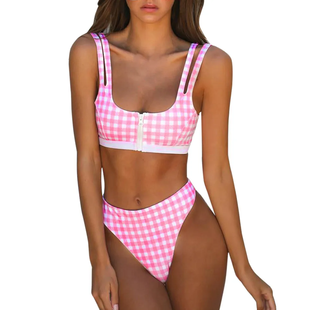 Women Sexy Plaid = Set Push-Up Padded Condole belt vest Bathing Beachwear 2-14
Women Sexy Plaid = Set Push-Up Padded Condole belt vest Bathing Beachwear 2-14