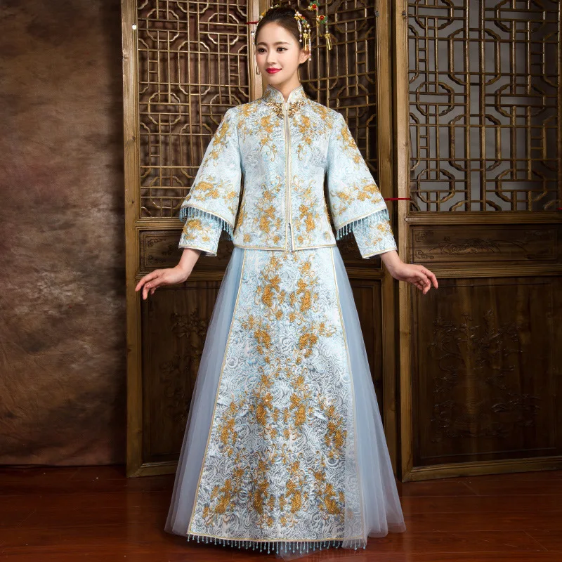 Oriental Chinese SuZhou Embroidery Cheongsam Women Qipao Tassel Flower Asian Bride Wedding Mesh Dress Gown Han Fu Clothing Suit
Oriental Chinese SuZhou Embroidery Cheongsam Women Qipao Tassel Flower Asian Bride Wedding Mesh Dress Gown Han Fu Clothing Suit