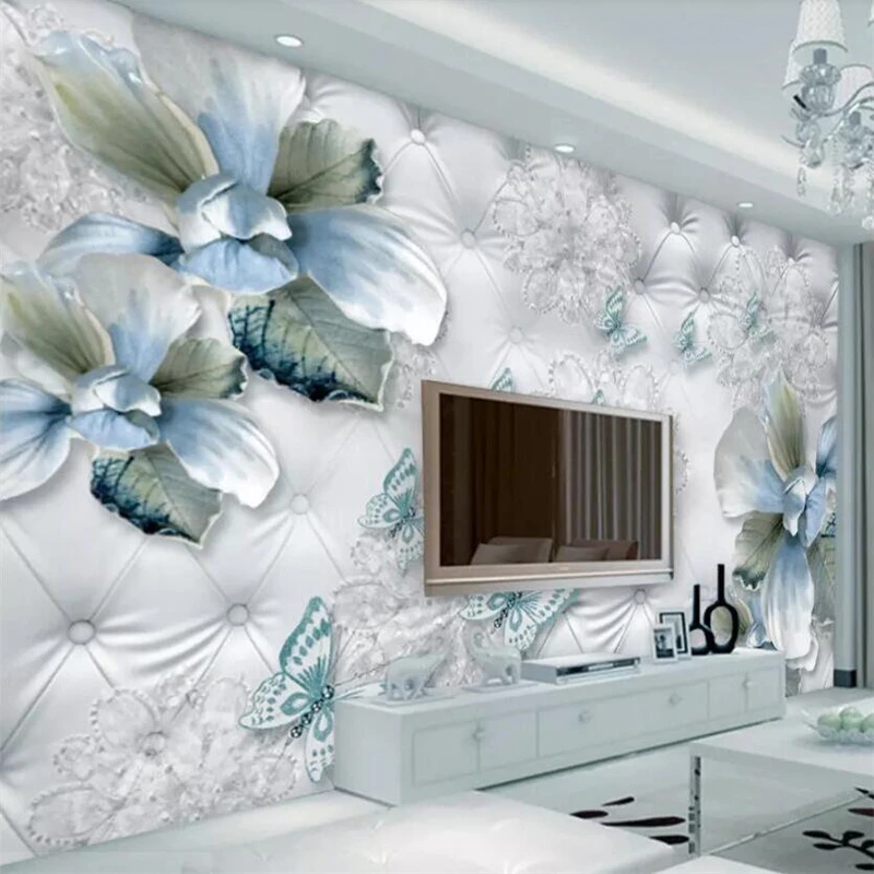 beibehang Custom wallpaper large upscale 3d luxury blue flowers butterfly soft bag jewelry TV background wall decoration
beibehang Custom wallpaper large upscale 3d luxury blue flowers butterfly soft bag jewelry TV background wall decoration