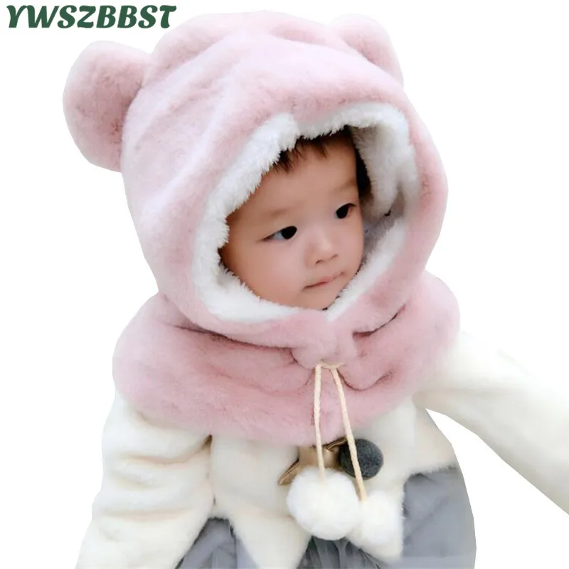 Plush Winter Children Hat with Hood Scarf Cute Bear Ear Ball Warm Velvet Kids Baby Hat Cap for Boys and Girls Beanies Cap
Plush Winter Children Hat with Hood Scarf Cute Bear Ear Ball Warm Velvet Kids Baby Hat Cap for Boys and Girls Beanies Cap
