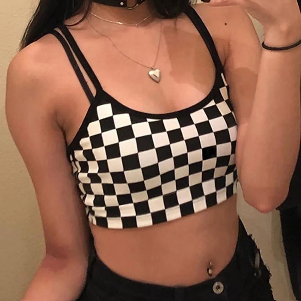Sexy Checkered Cropped Top Summer Sleeveless Sling Tank Tops Women Cotton Breathable Short Vest Fashion Plaid Streetwear
Sexy Checkered Cropped Top Summer Sleeveless Sling Tank Tops Women Cotton Breathable Short Vest Fashion Plaid Streetwear