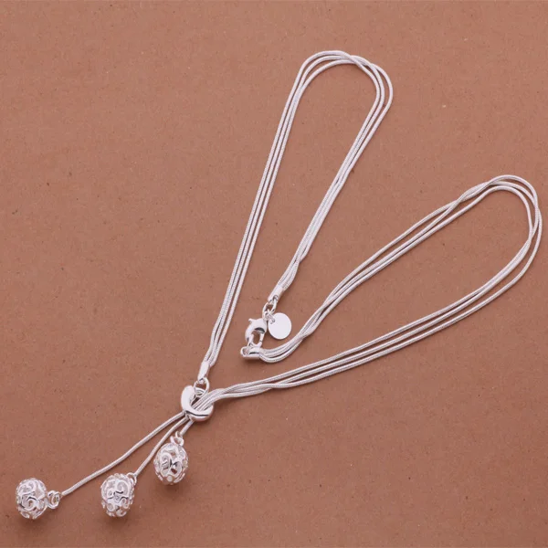 Fashion Elegant Ladies Necklace 925 Small Ball Pendant Long Necklace Mulit Chain Silver Plated Jewelry Loving Gift AN442
Fashion Elegant Ladies Necklace 925 Small Ball Pendant Long Necklace Mulit Chain Silver Plated Jewelry Loving Gift AN442