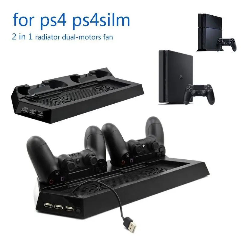 Dual Motors Cooling Fan Radiator Charger Station USB Hub Vertical Stand for Sony PS4/Slim Console
Dual Motors Cooling Fan Radiator Charger Station USB Hub Vertical Stand for Sony PS4/Slim Console