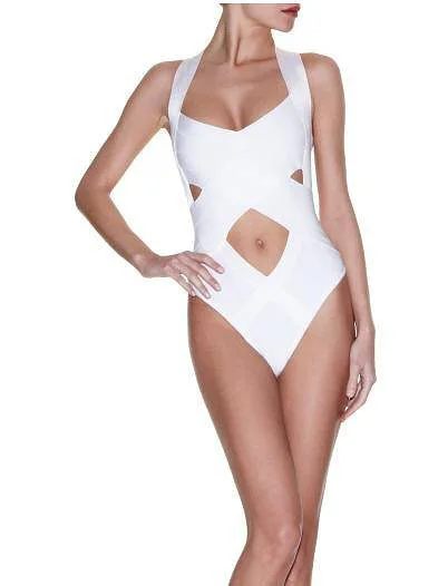 

2016 High Quality Rayon Bandage Swimwear HL Bandage One Piece Swimsuit Beach Wear Black White Sexy Backless Monokini Biquini