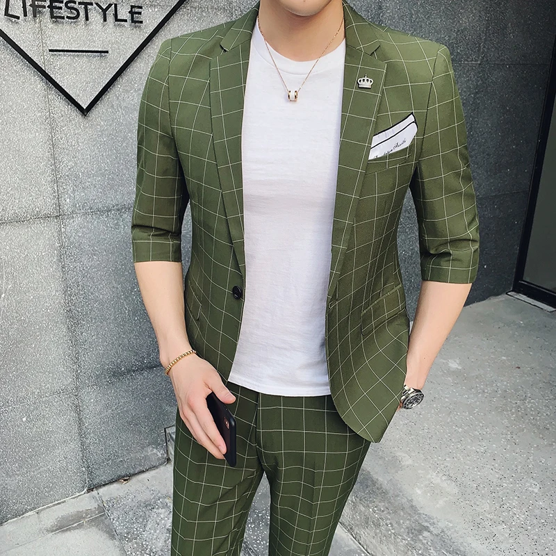 Spring and summer mens suits with pants wedding suits for men suit Men tuxedo Classic lattice mens slim fit suits green 7 colors
Spring and summer mens suits with pants wedding suits for men suit Men tuxedo Classic lattice mens slim fit suits green 7 colors