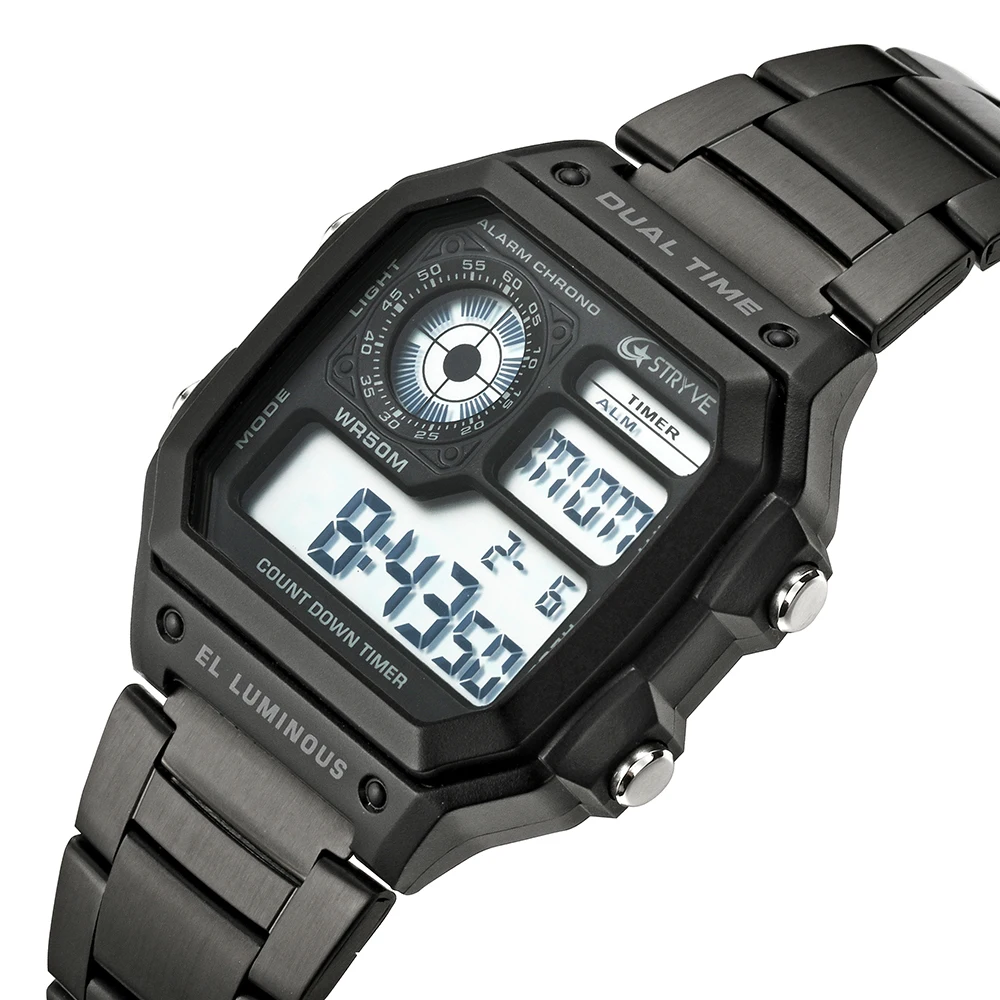 STRYVE 2019 Male Sport Watch for Man Square Waterproof Date Week Digital Watch LED Back Light Stainless Steel Strap Waterproof
STRYVE 2019 Male Sport Watch for Man Square Waterproof Date Week Digital Watch LED Back Light Stainless Steel Strap Waterproof