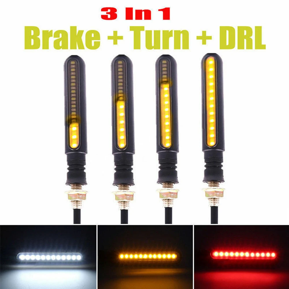 4 Pcs LED Motorcycle Turn Signal Lights 2019 New Flowing Water Indicator Lighting White DRL Indicators Brake Lamp Flashing Light
4 Pcs LED Motorcycle Turn Signal Lights 2019 New Flowing Water Indicator Lighting White DRL Indicators Brake Lamp Flashing Light