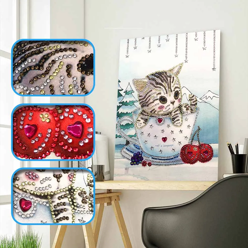 2019 Special Shaped Diamond Painting Cute cat DIY 5D Partial Drill Cross Stitch Crystal Rhinestone Of Picture Diamond Embroidery
2019 Special Shaped Diamond Painting Cute cat DIY 5D Partial Drill Cross Stitch Crystal Rhinestone Of Picture Diamond Embroidery