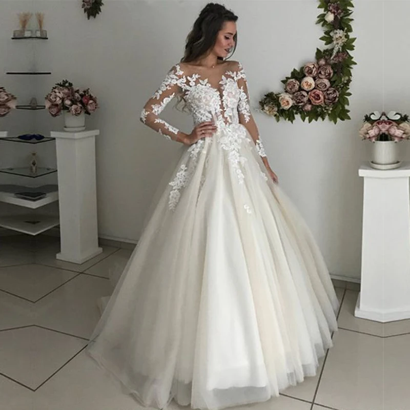 DZW577 Sexy Transparent Wedding Dress with Sleeves Lace Appliques Tulle Wedding Dress Ball Gown 2019 brautkleider hochzeitskleid
DZW577 Sexy Transparent Wedding Dress with Sleeves Lace Appliques Tulle Wedding Dress Ball Gown 2019 brautkleider hochzeitskleid