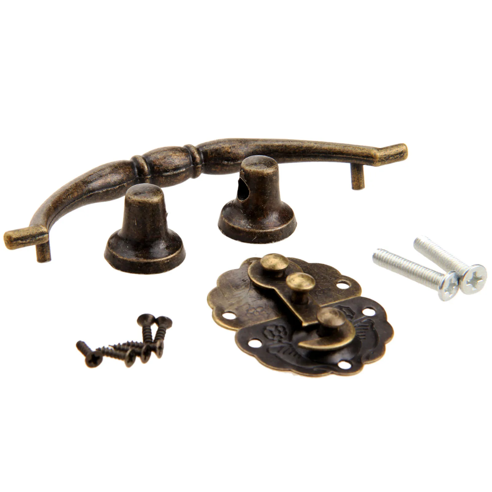 Antique Bronze Furniture Pull Handle with Vintage Jewelry Wooden Box Latch Hasp Lock Retro Furniture Hardware with Screws
Antique Bronze Furniture Pull Handle with Vintage Jewelry Wooden Box Latch Hasp Lock Retro Furniture Hardware with Screws