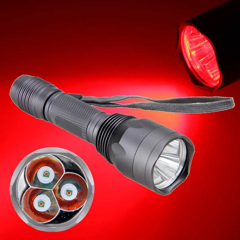 10000Lm 3x XPE Q5 Red LED Flashlight For Coyote Hog Varmint Predator Hunting HOT 