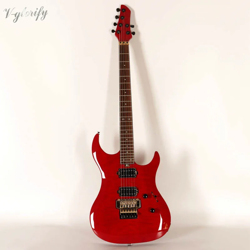 Tremolo Floyd Rose flame maple top neck through 6 string electric guitar with solid wood maple top
Tremolo Floyd Rose flame maple top neck through 6 string electric guitar with solid wood maple top
