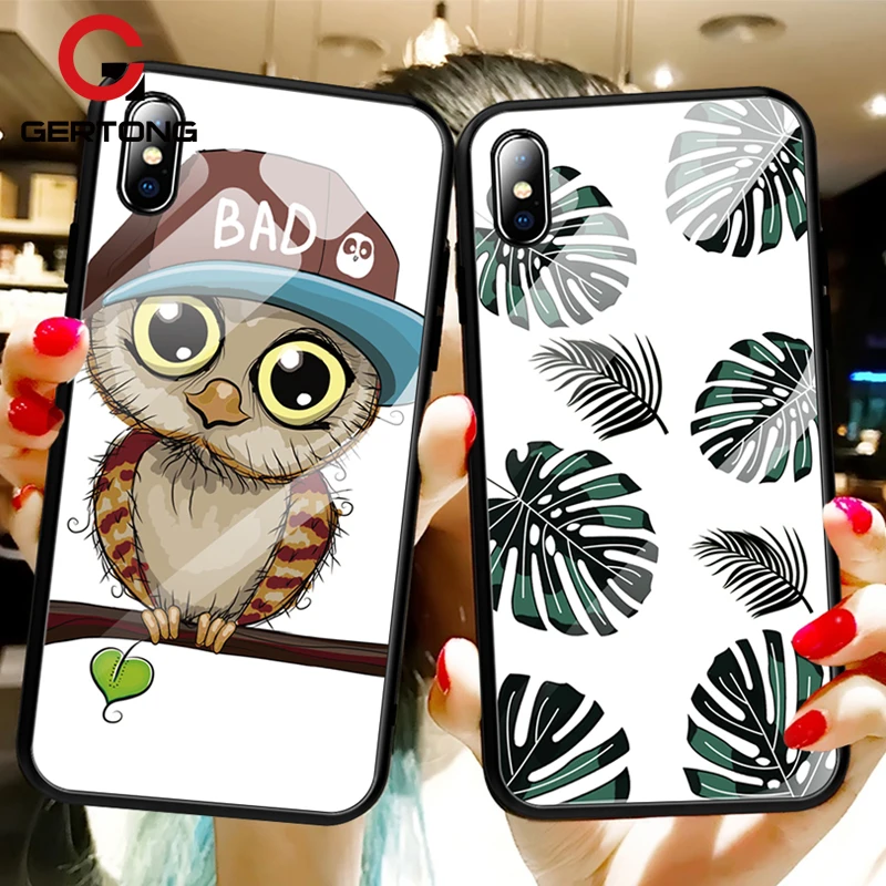 Luxury Tempered Glass Case For iPhone X XS Max XR 8 7 6S 6 S Plus Cute Owl Leaves Gradient Pattern Cover TPU Bumper Phone Cases
Luxury Tempered Glass Case For iPhone X XS Max XR 8 7 6S 6 S Plus Cute Owl Leaves Gradient Pattern Cover TPU Bumper Phone Cases