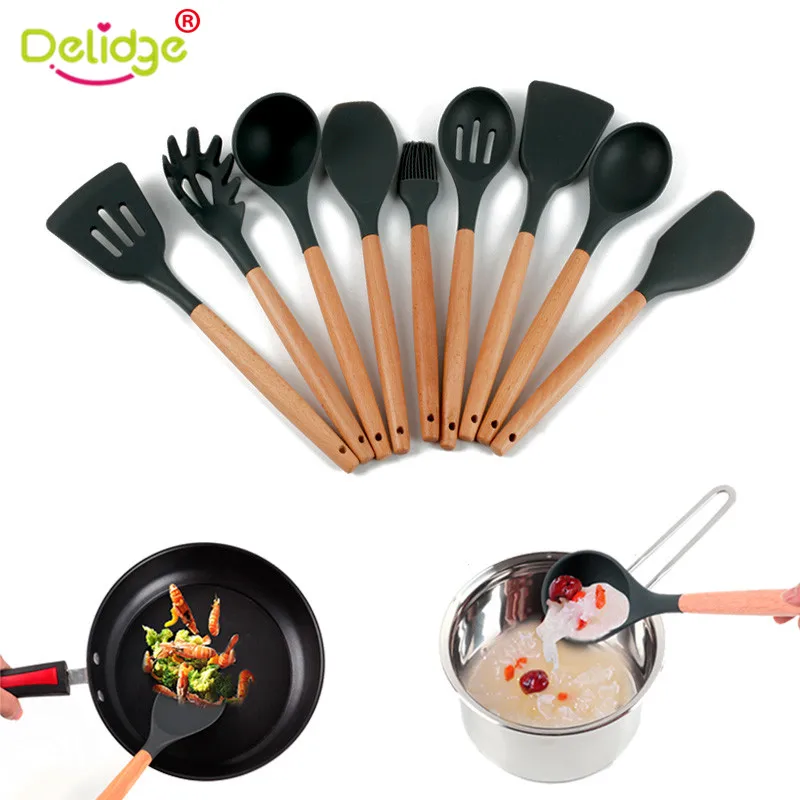 Delidge Silicone Kitchen Utensils Wood Handle Cooking Utensils Spatula Spoon Cooking Baking Tools Bakeware Kitchenware 9 Styles
Delidge Silicone Kitchen Utensils Wood Handle Cooking Utensils Spatula Spoon Cooking Baking Tools Bakeware Kitchenware 9 Styles
