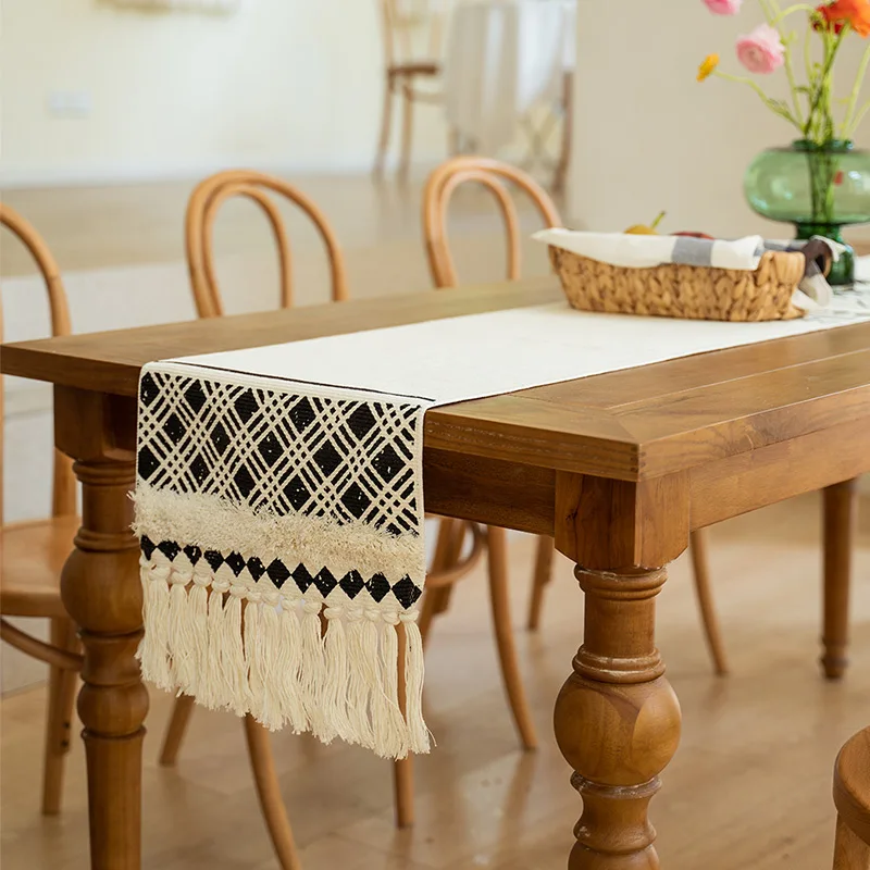 DUNXDECO Table Runner Tablecloth Cover Fabric Modern Nordic Simple White Black Tufting Geometric Tassels Home Bedding Decoration
DUNXDECO Table Runner Tablecloth Cover Fabric Modern Nordic Simple White Black Tufting Geometric Tassels Home Bedding Decoration