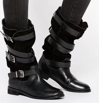 2019 Autumn New Fashion Women Round Toe Leather Buckles Knight Boots Black Suede Leather Ladies Mid-Calf Boots Square Heel Boots 
2019 Autumn New Fashion Women Round Toe Leather Buckles Knight Boots Black Suede Leather Ladies Mid-Calf Boots Square Heel Boots