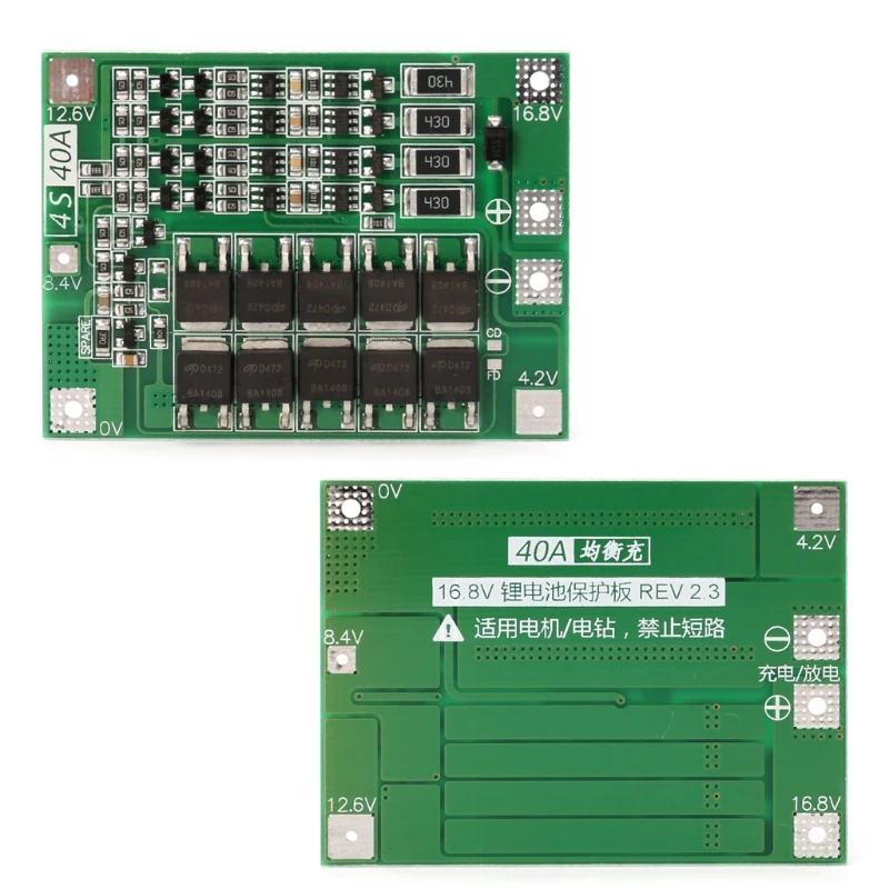 4S 40A 18650 Lithium Li-ion Battery Charger Protection Board PCB BMS w/Balancer For Drill Motor 14.8V 16.8V Lipo Cell Module
4S 40A 18650 Lithium Li-ion Battery Charger Protection Board PCB BMS w/Balancer For Drill Motor 14.8V 16.8V Lipo Cell Module