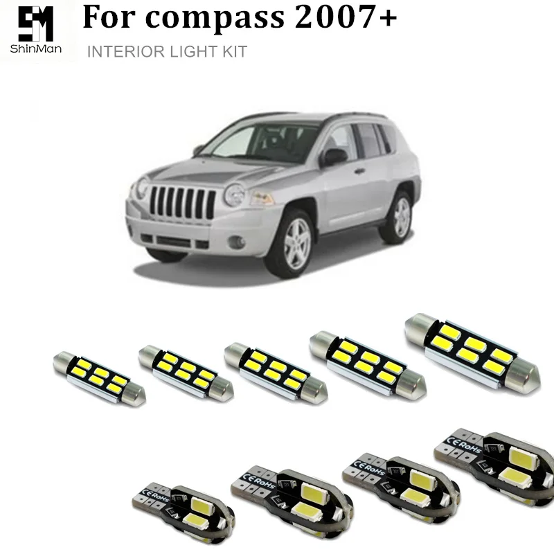 Shinman 6X LED Interior Light Kit Package For Jeep Compass accessories 2007+ Error Free trunk Dome license led
Shinman 6X LED Interior Light Kit Package For Jeep Compass accessories 2007+ Error Free trunk Dome license led