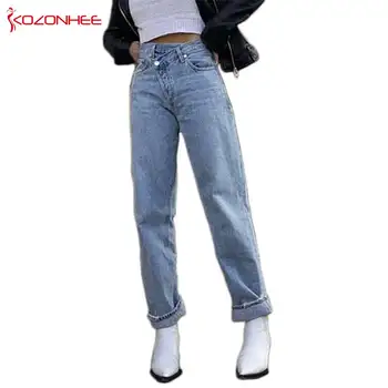Loose Women High Waist Straight Denim Pants Boyfriend Light Blue Irregular diagonal zipper Femme Women Jeans Plus Size #41
Loose Women High Waist Straight Denim Pants Boyfriend Light Blue Irregular diagonal zipper Femme Women Jeans Plus Size #41